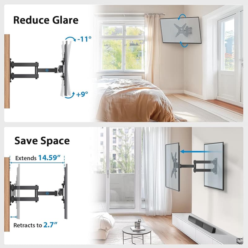 Full Motion TV Wall Mount Bracket for 13-42 Inch Screens