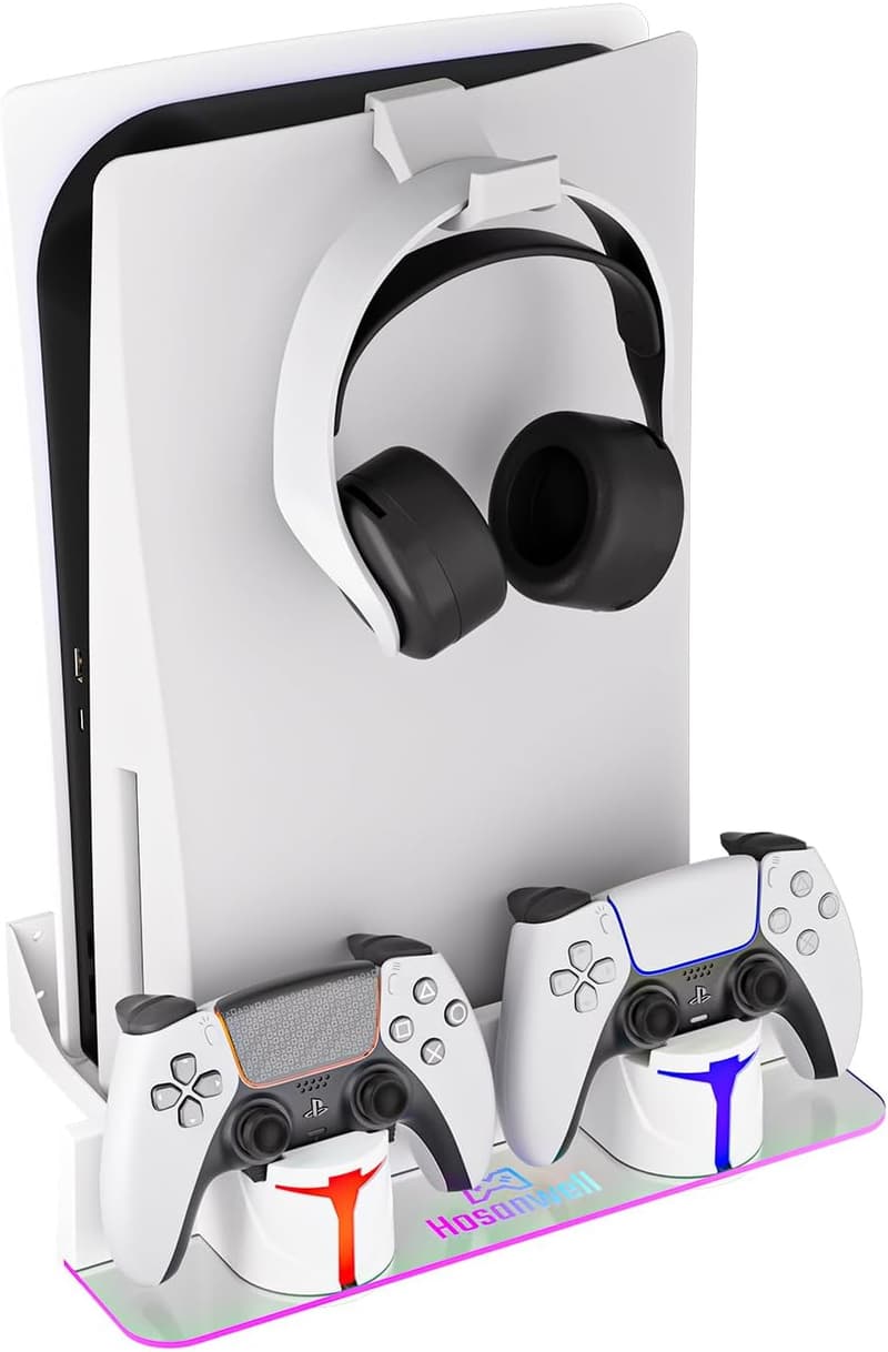 PS5 Wall Mount Kit & Charging Station with RGB Light