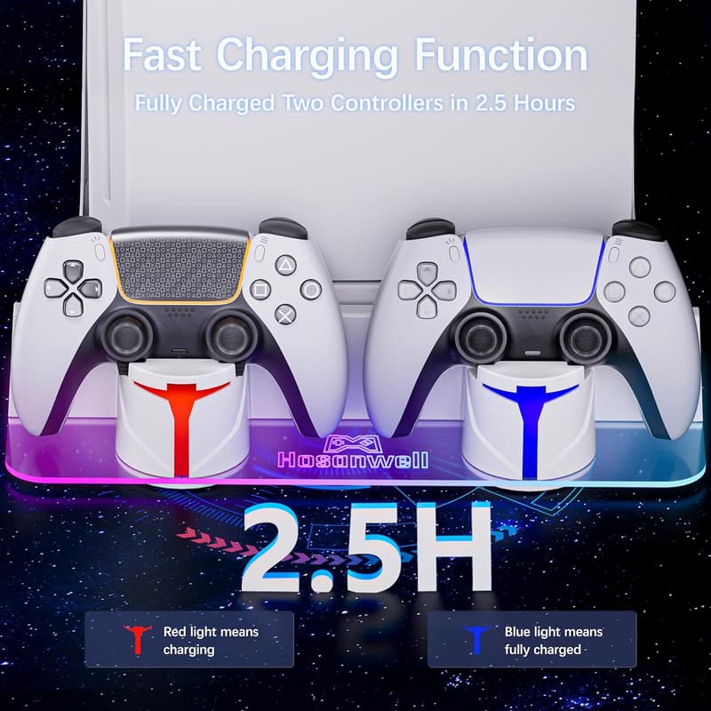 PS5 Wall Mount Kit & Charging Station with RGB Light