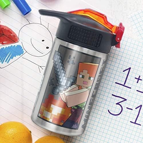 Minecraft Stainless Steel Water Bottle for Kids - 15.5 oz, BPA-Free