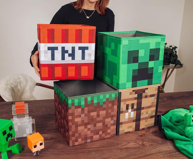 Minecraft 10-Inch Storage Bins Set - Fabric Organizer for Playroom