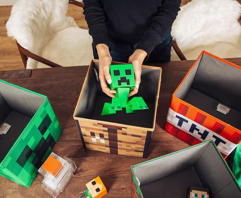Minecraft 10-Inch Storage Bins Set - Fabric Organizer for Playroom