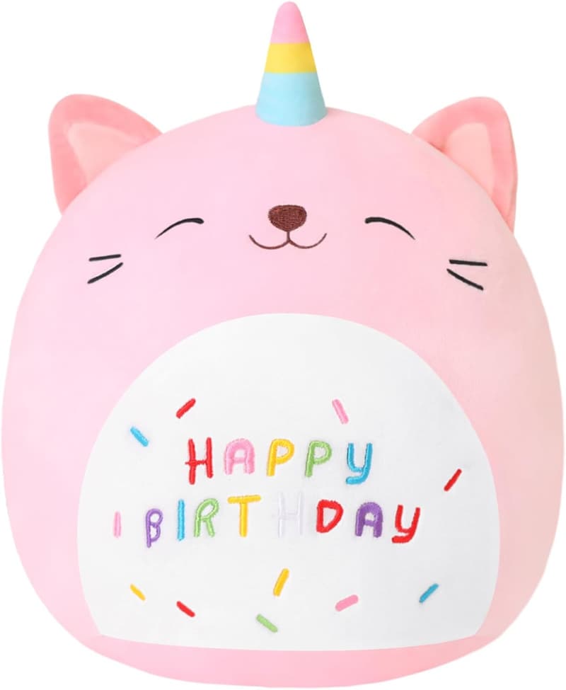 Cute Cat Plush Unicorn Stuffed Animal - 10 Inch Pink Plushie