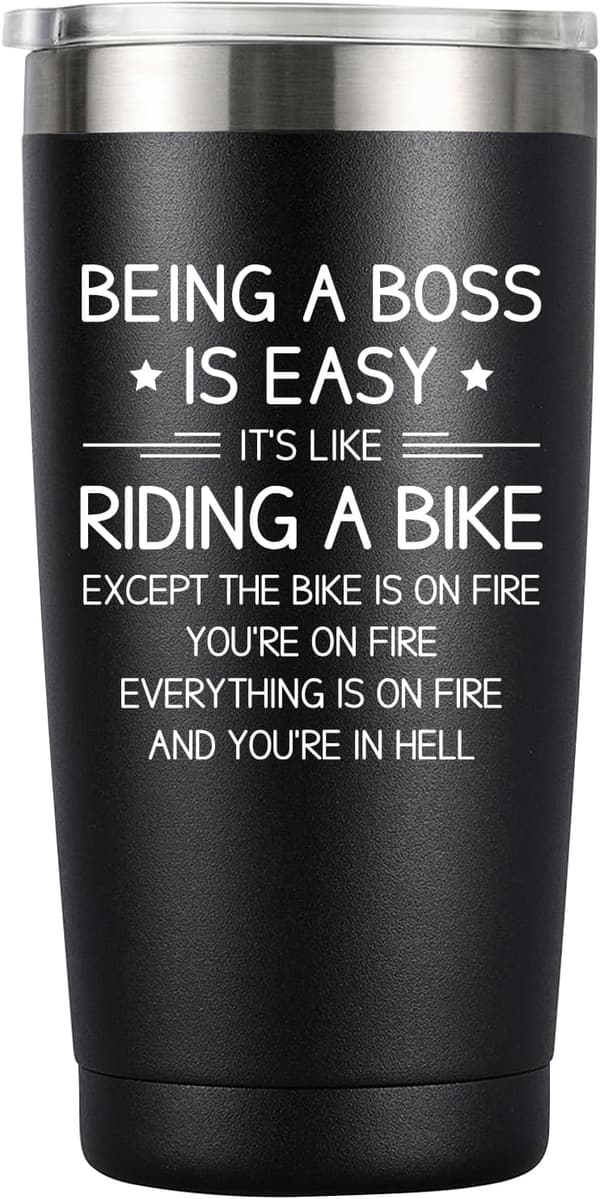 World's Best Boss Mug - 20oz Black Coffee Tumbler Gift