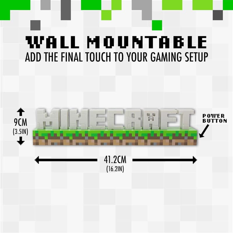 Minecraft Logo Light - Battery/USB Operated, 2 Light Modes