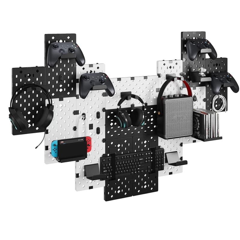 Modular Gaming Controller Wall Mount with Accessories, Black & White