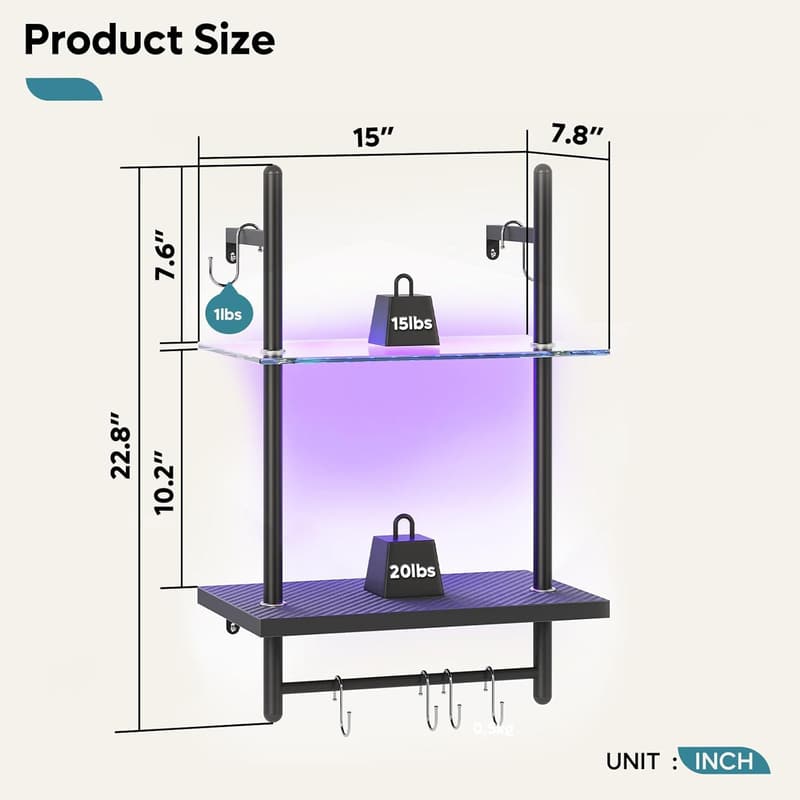 LED Gaming Wall Shelves - 15