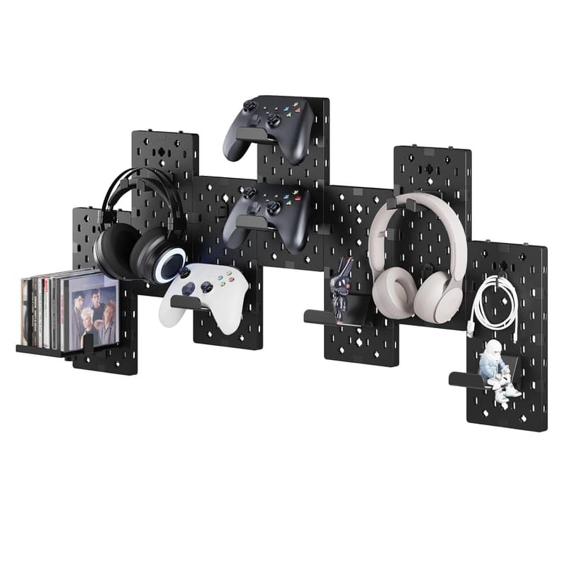 Modular Gaming Pegboard Wall Mount for Controllers & Headphones