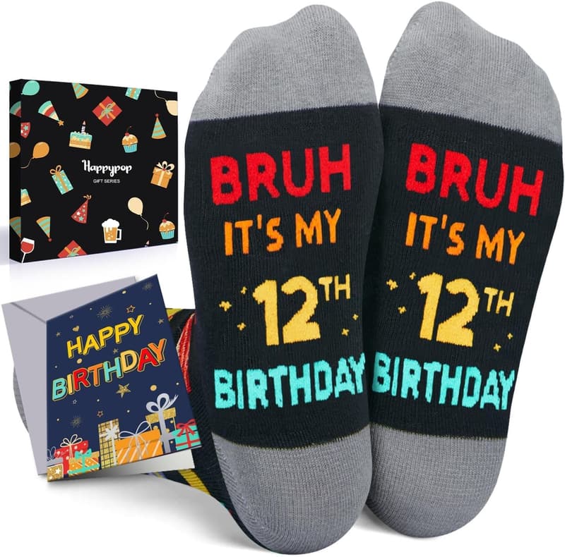 Birthday Gift Socks for Boys (Ages 5-12) in Gift Box