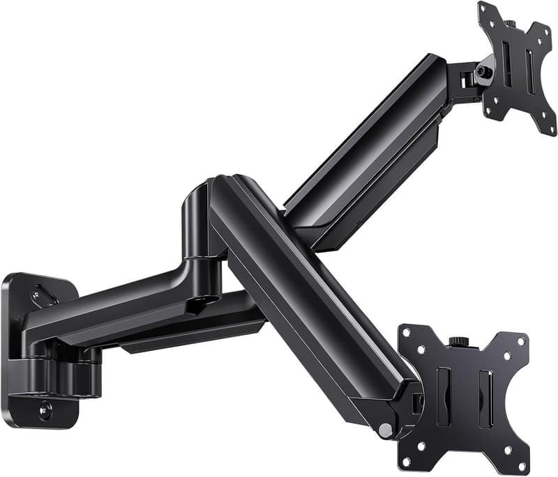 Dual Monitor Wall Mount with Height-Adjustable Arms - VESA Compatible
