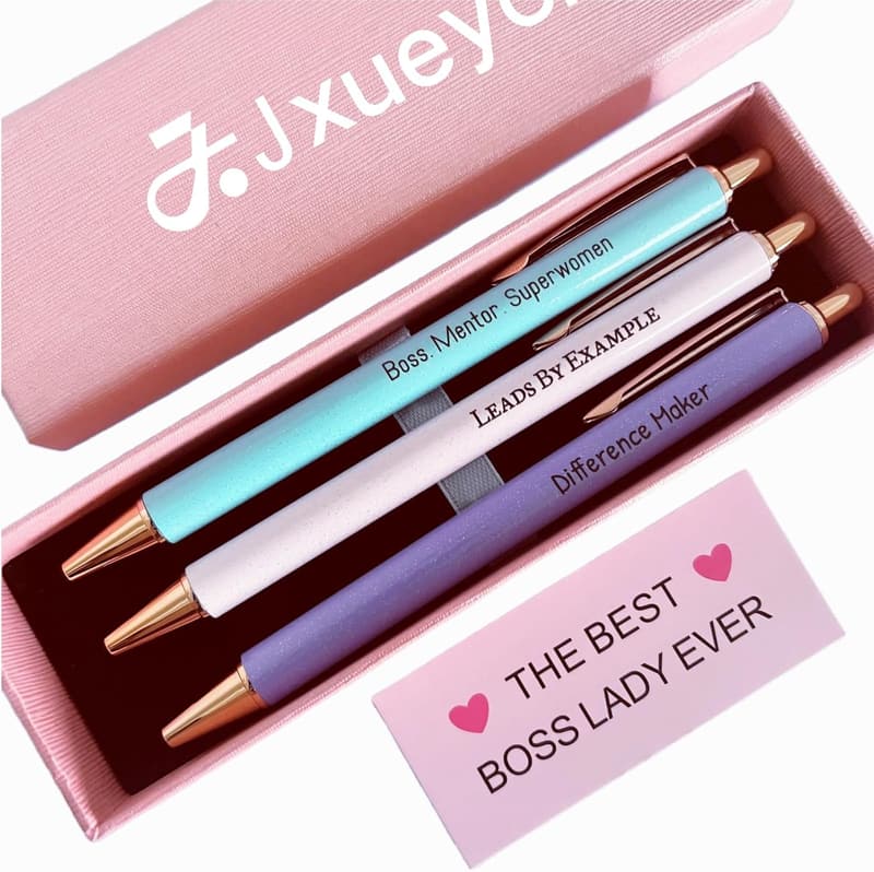 Boss Lady Inspirational Pen Set for Office Decor & Appreciation