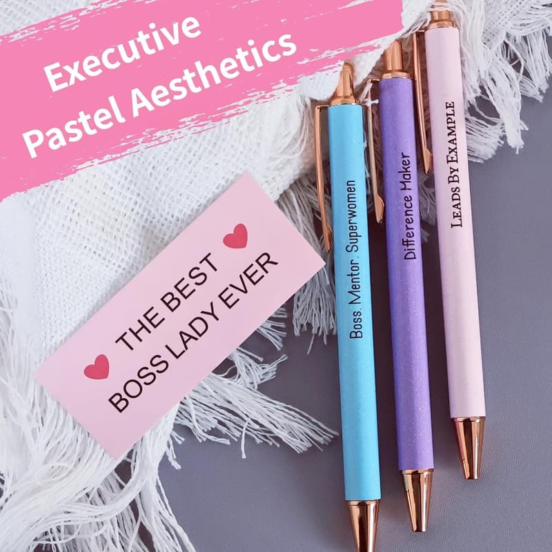 Boss Lady Inspirational Pen Set for Office Decor & Appreciation