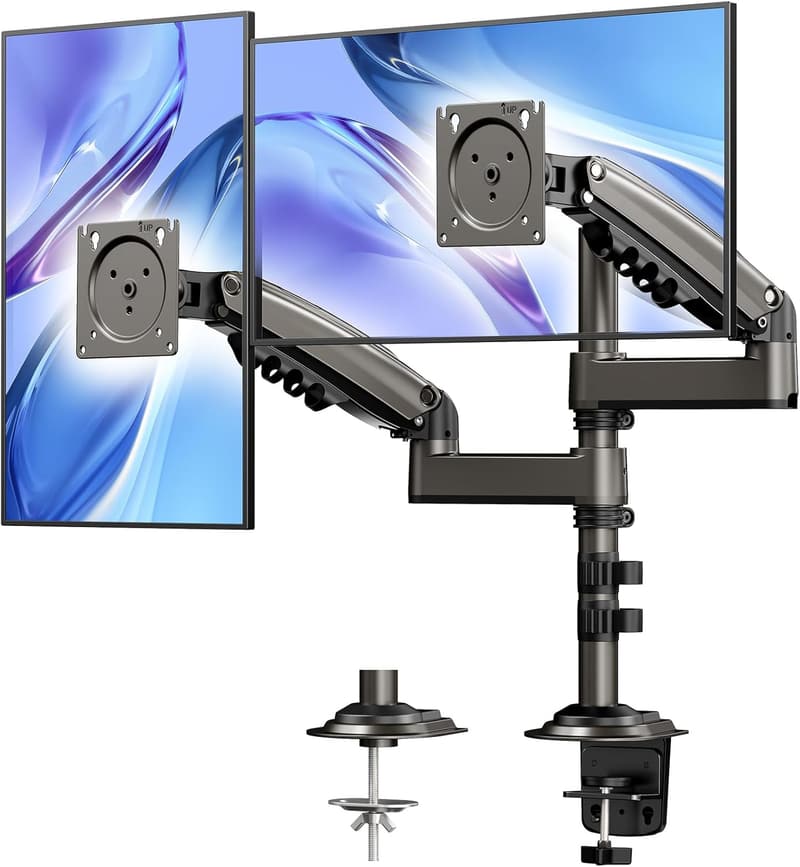 Ergonomic Dual Monitor Stand with Gas Spring Adjustment