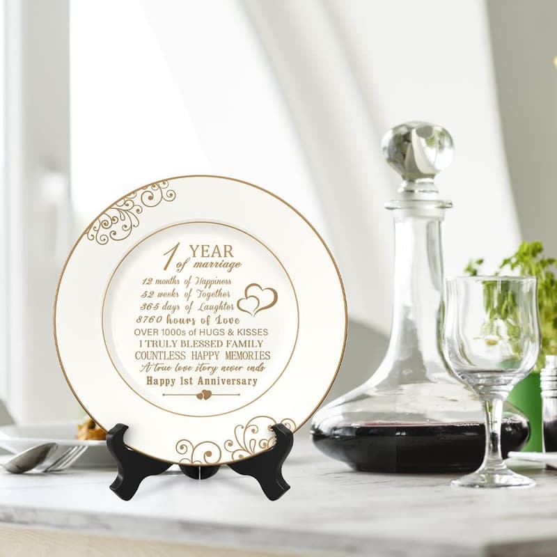 1st Anniversary Ceramic Plate with 24k Gold Foil
