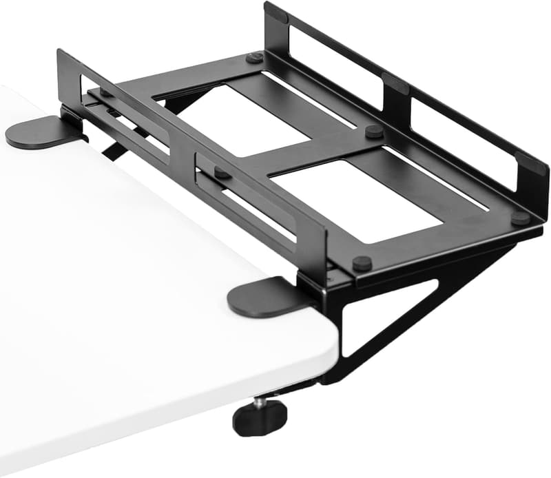 Adjustable Clamp-on Desk Extender for Gaming PC Cases - Black