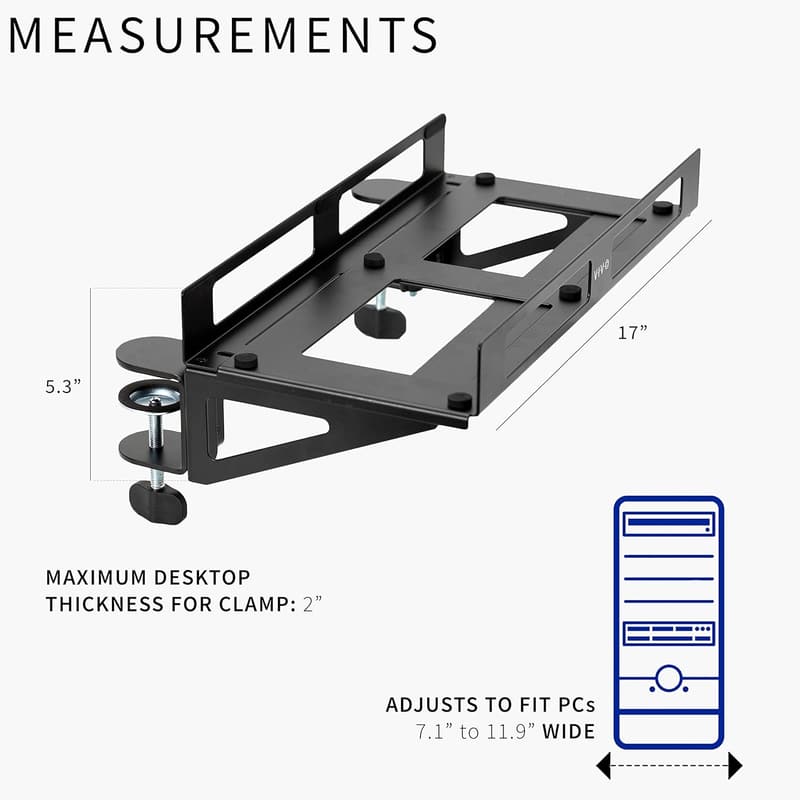 Adjustable Clamp-on Desk Extender for Gaming PC Cases - Black