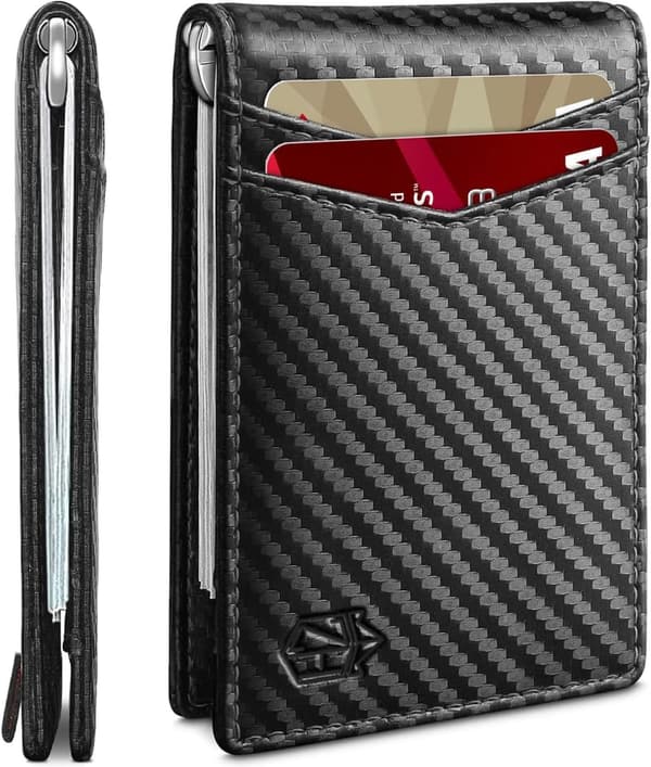 Slim RFID Blocking Wallet for Men with ID Window & Money Clip