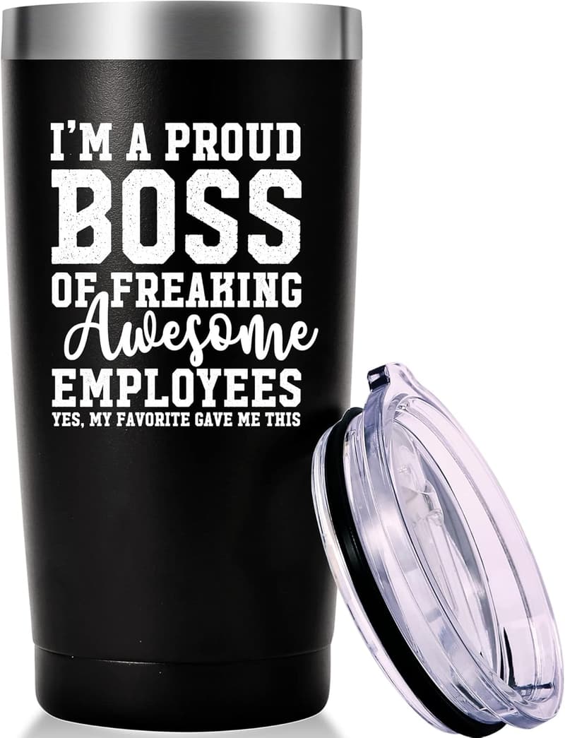 Funny Boss Day Travel Mug - 20oz Black Tumbler for Bosses