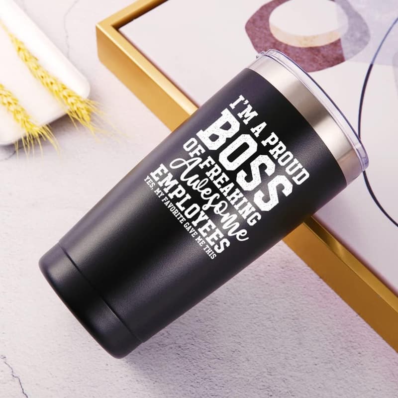 Funny Boss Day Travel Mug - 20oz Black Tumbler for Bosses