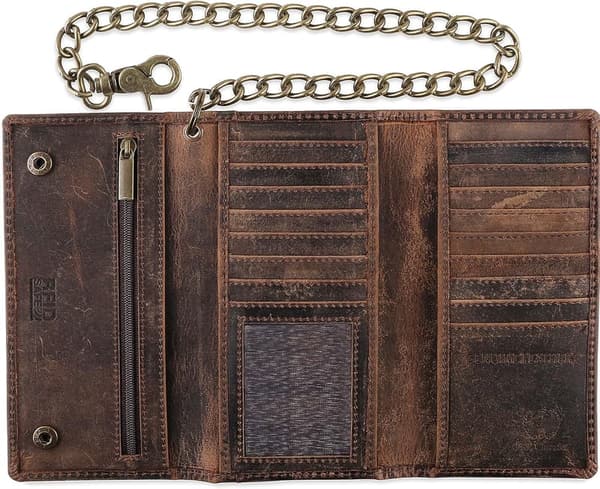 Vintage Cowhide Leather RFID Blocking Tri-fold Wallet for Men
