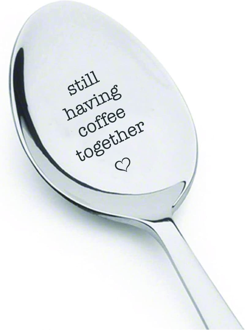 Heart Design Engraved Stainless Steel Espresso Spoon for Couples