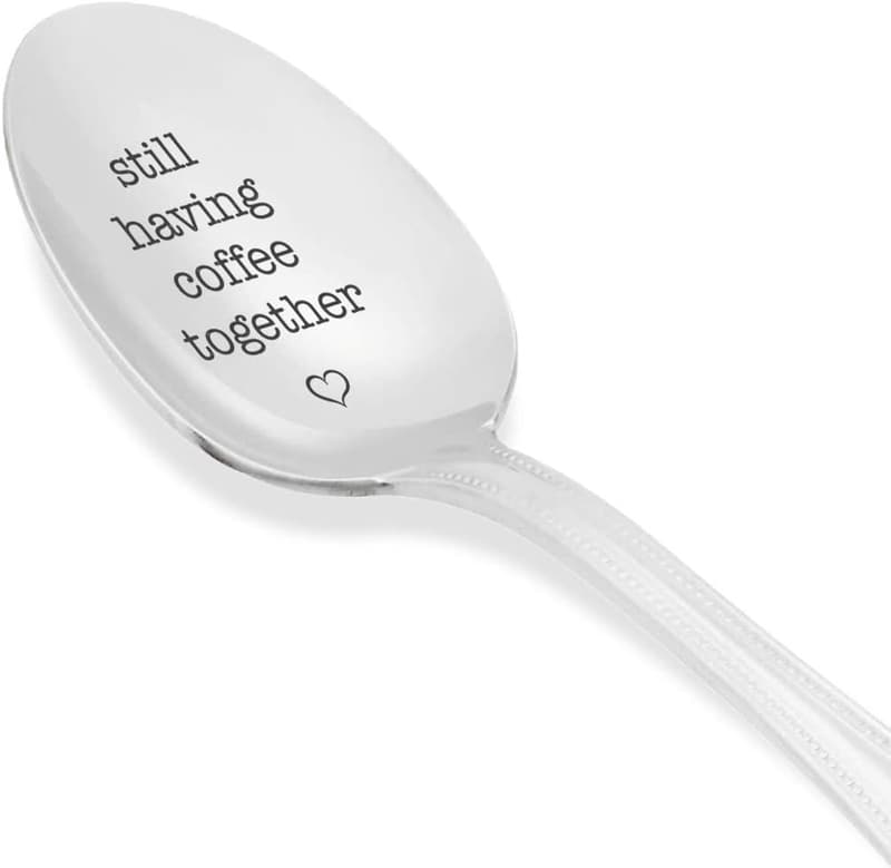 Heart Design Engraved Stainless Steel Espresso Spoon for Couples