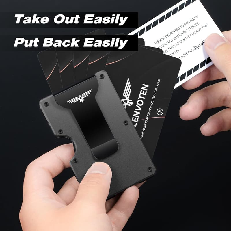 Slim Minimalist RFID Wallet for Men with Money Clip