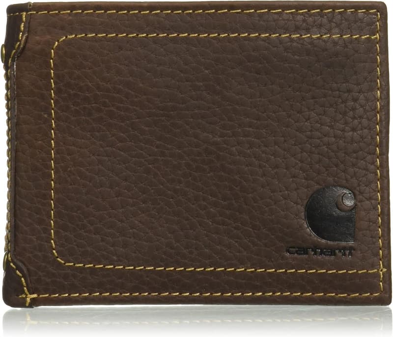 Men's Durable Trifold Wallet in Leather and Canvas