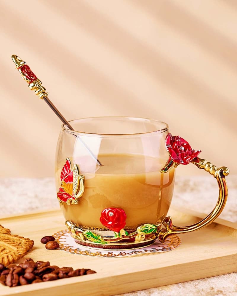 3D Floral Glass Tea Cups Set - Perfect Mother's Day Gift for Her
