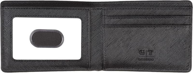 Men's Minimalist Leather Bifold Wallet with ID Window