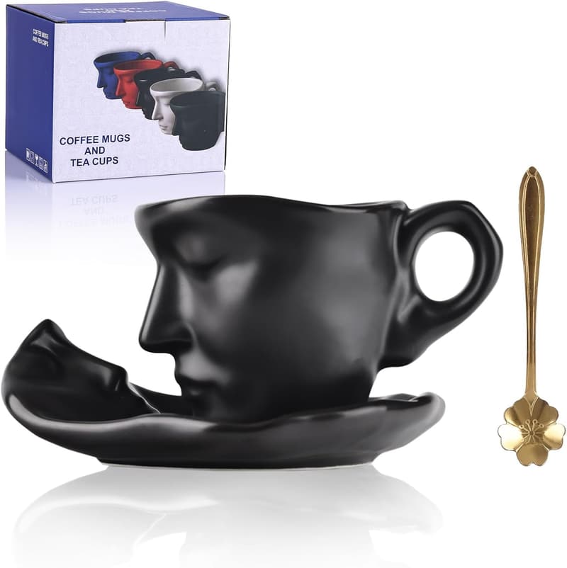 Valentine's Day Kissing Couple Ceramic Teacup & Saucer Set