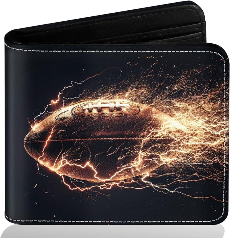 Cool Leather Wallet for Boys, RFID Blocking, Fun Football Design