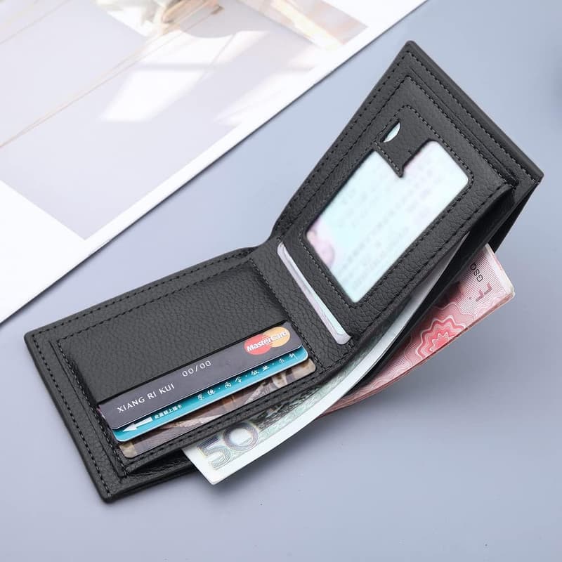 Men's Minimalist Bifold Wallet with Coin Purse & Money Clip