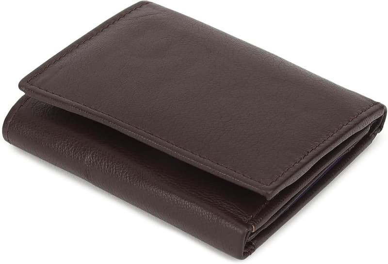 Genuine Leather Slim Compact Trifold Wallet for Men and Women