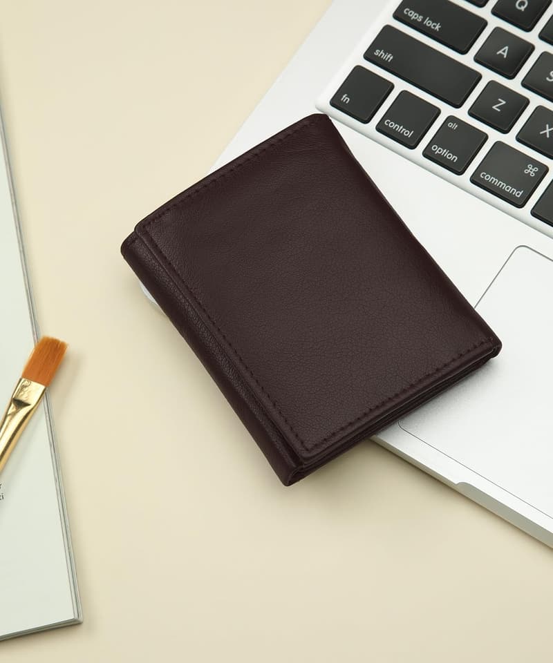 Genuine Leather Slim Compact Trifold Wallet for Men and Women