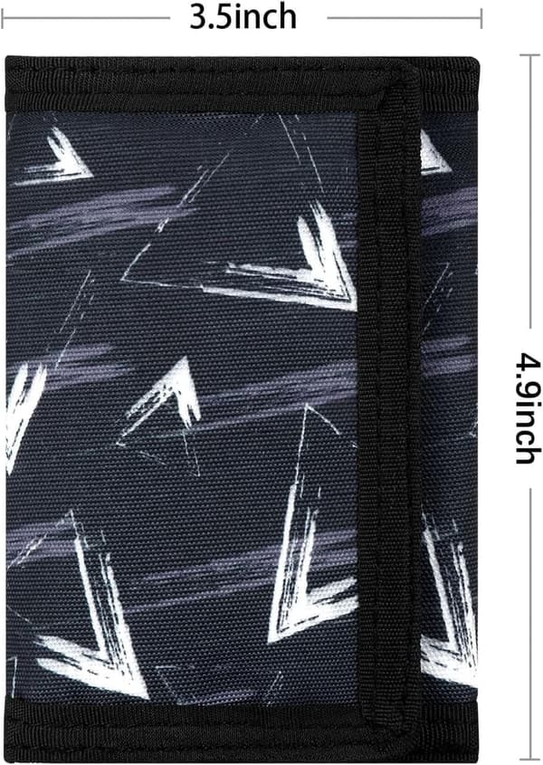 Christmas Gift for Boys - Black Trifold Geometry Wallet with Lanyard
