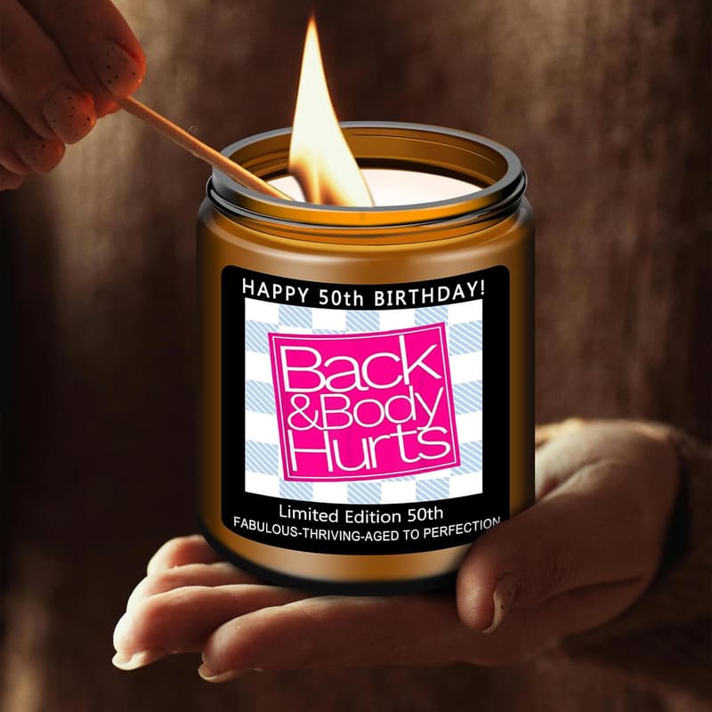 50th Birthday Lavender Scented Candle for Him or Her