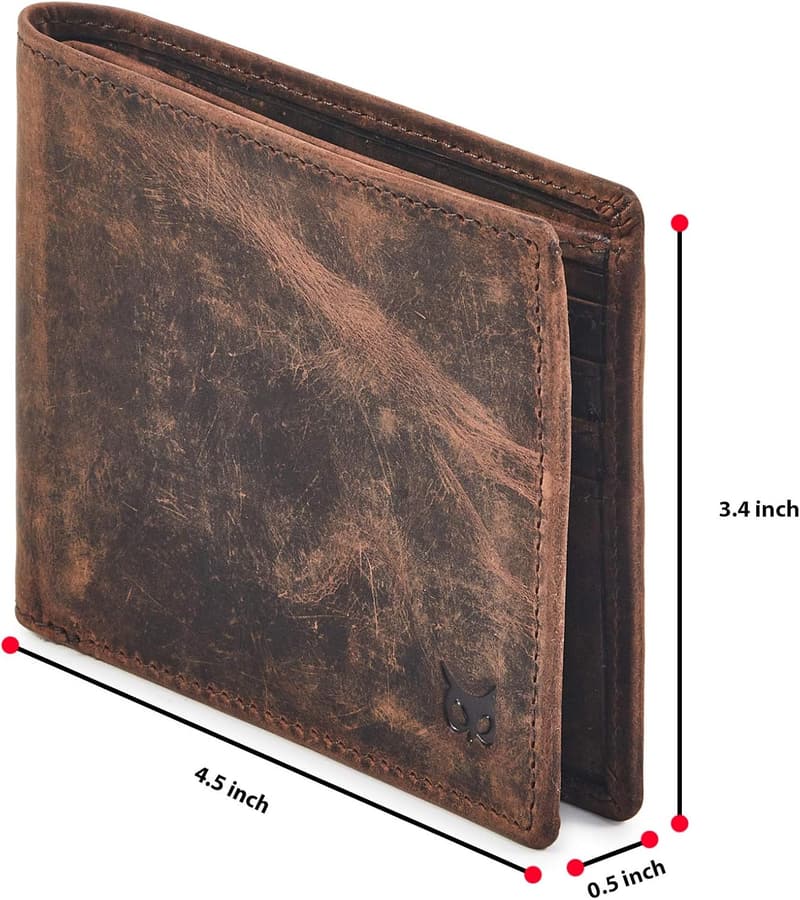 Slim RFID Blocking Real Leather Bifold Wallet for Men in Gift Box