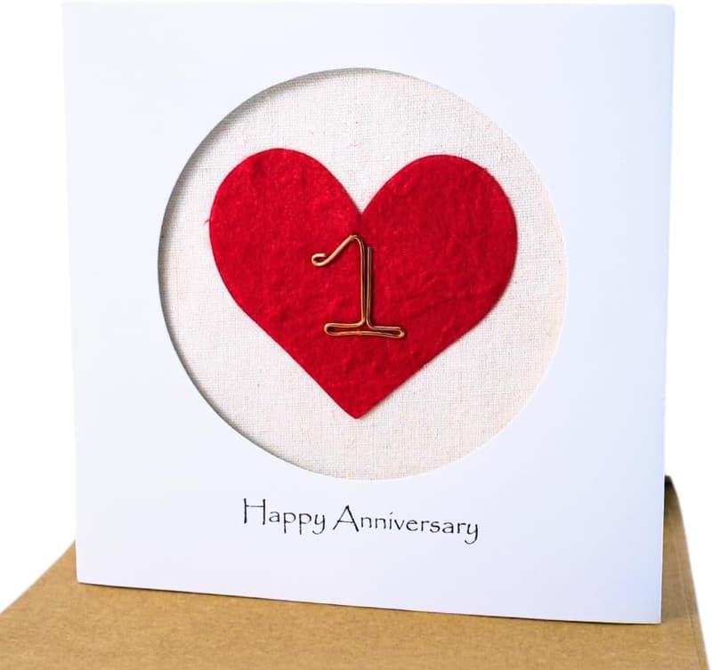 1st Anniversary Handmade Card for Couples