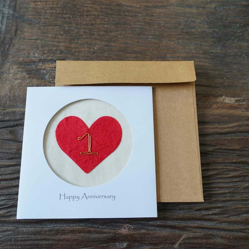1st Anniversary Handmade Card for Couples
