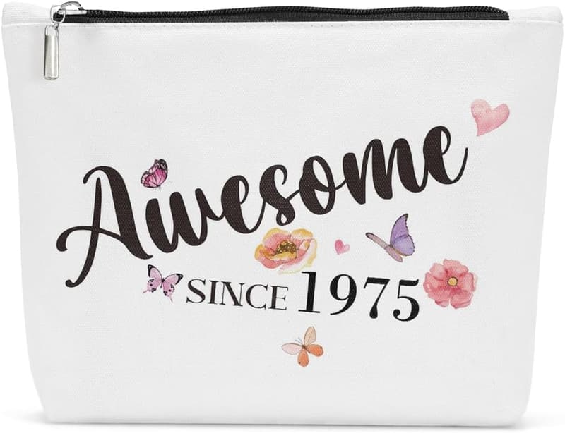 50th Birthday Makeup Bag Gift for Women - Awesome Since 1975