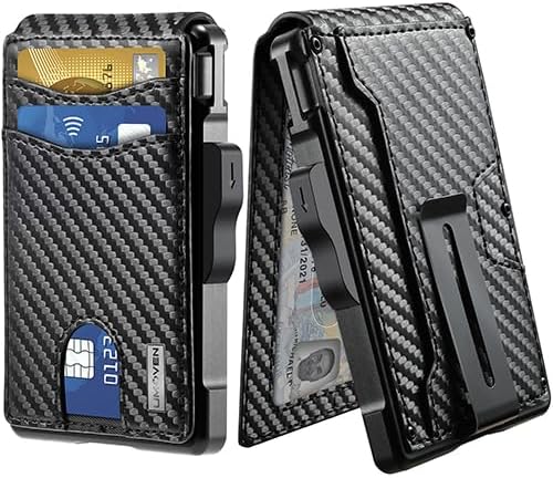 Men's RFID Blocking Slim Leather Wallet with Money Clip