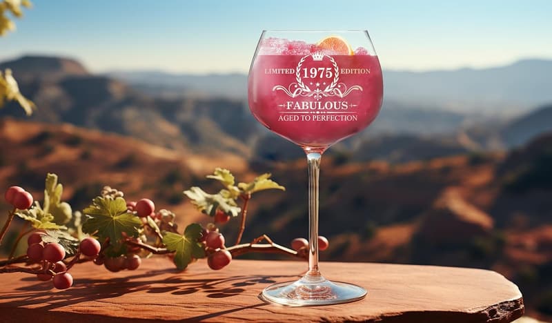 50th Birthday Vintage Wine Glass for Women