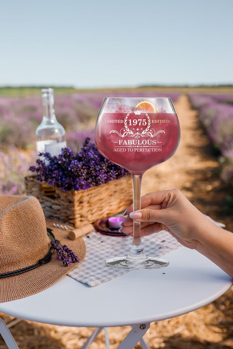 50th Birthday Vintage Wine Glass for Women