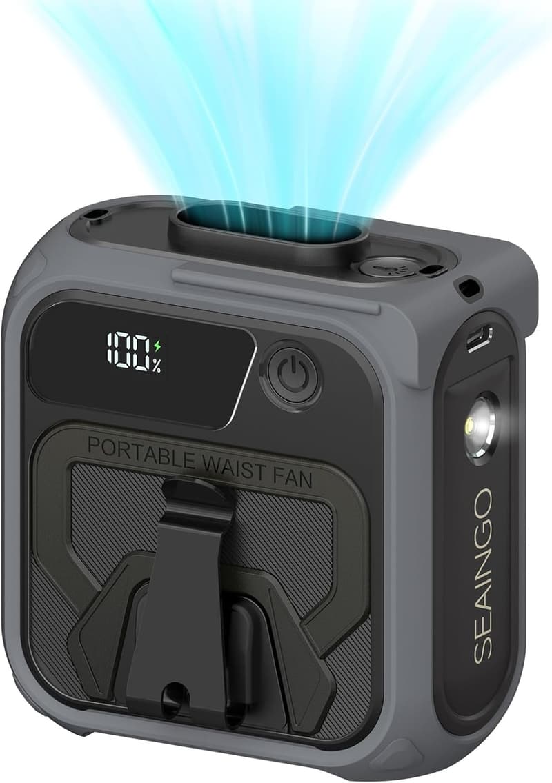 Rechargeable Portable Waist Fan - 10000mAh, 5 Speeds