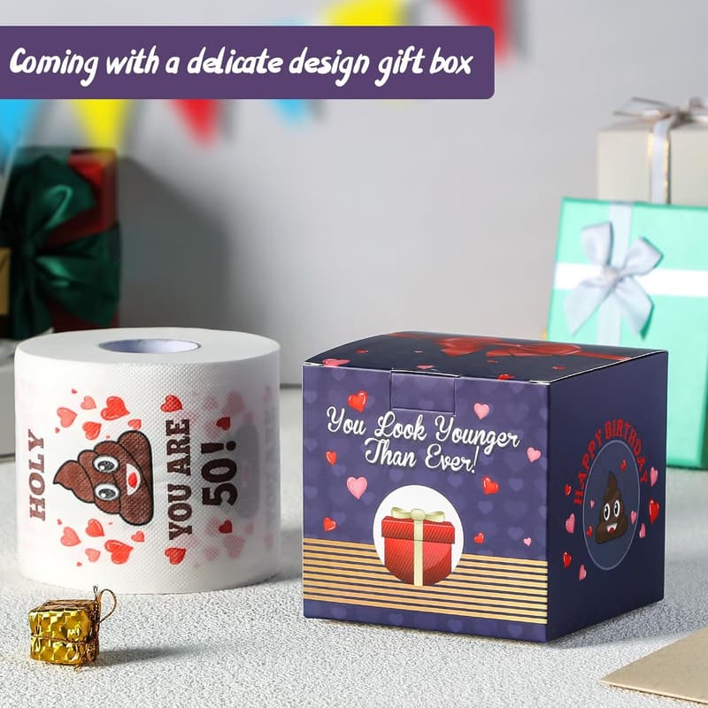 50th Birthday Funny Toilet Paper Gag Gift for Him/Her