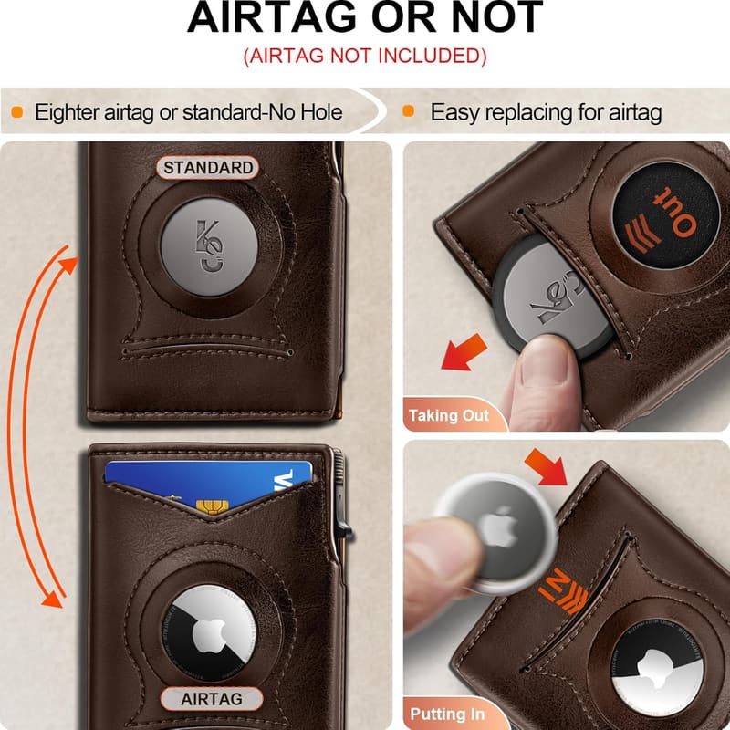 Slim Front Pocket Wallet with Money Clip for Apple Airtag, Men