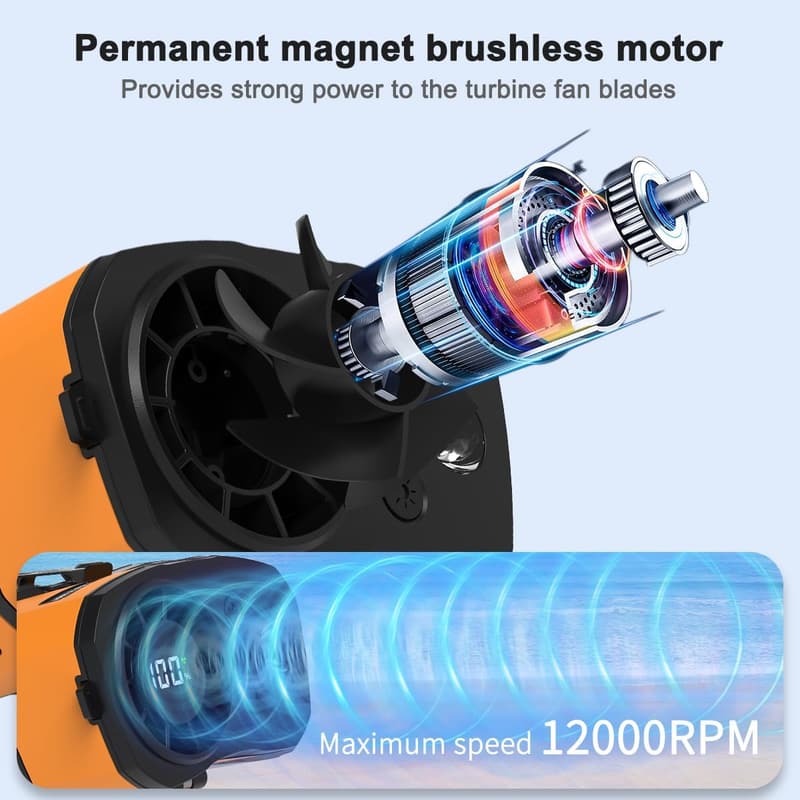 High-Speed Portable Waist Fan with LED Display, 10-Speed