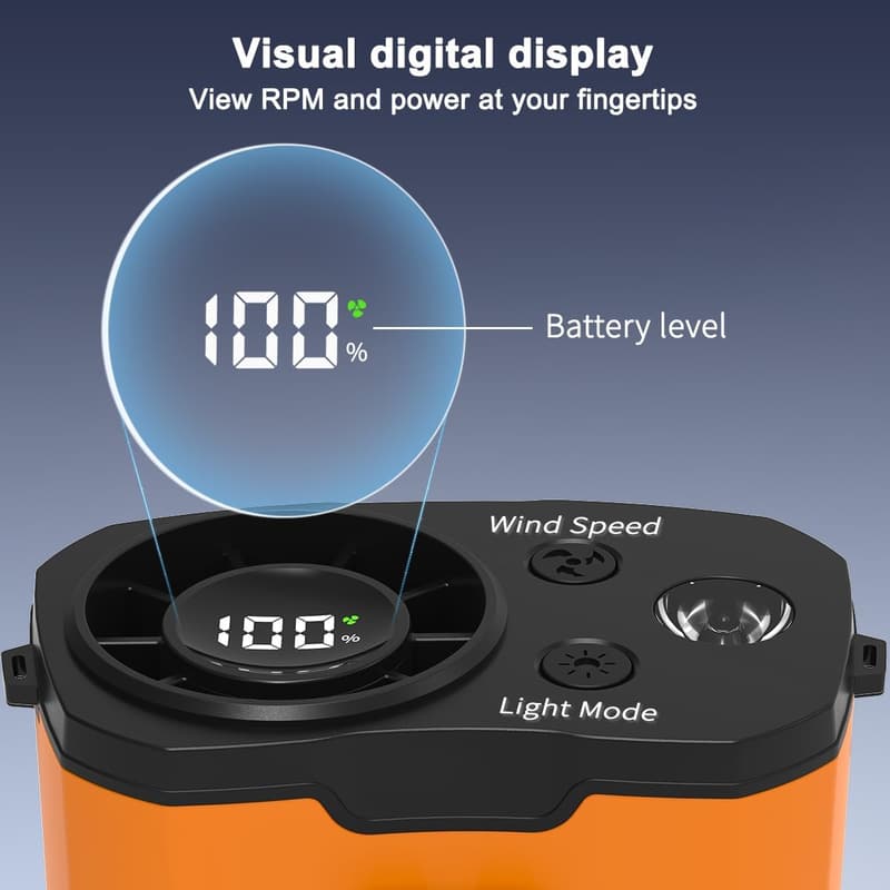 High-Speed Portable Waist Fan with LED Display, 10-Speed