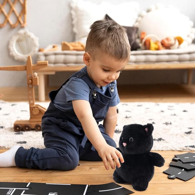 Animal-Themed Plush Black Cat Stuffed Animal - 8